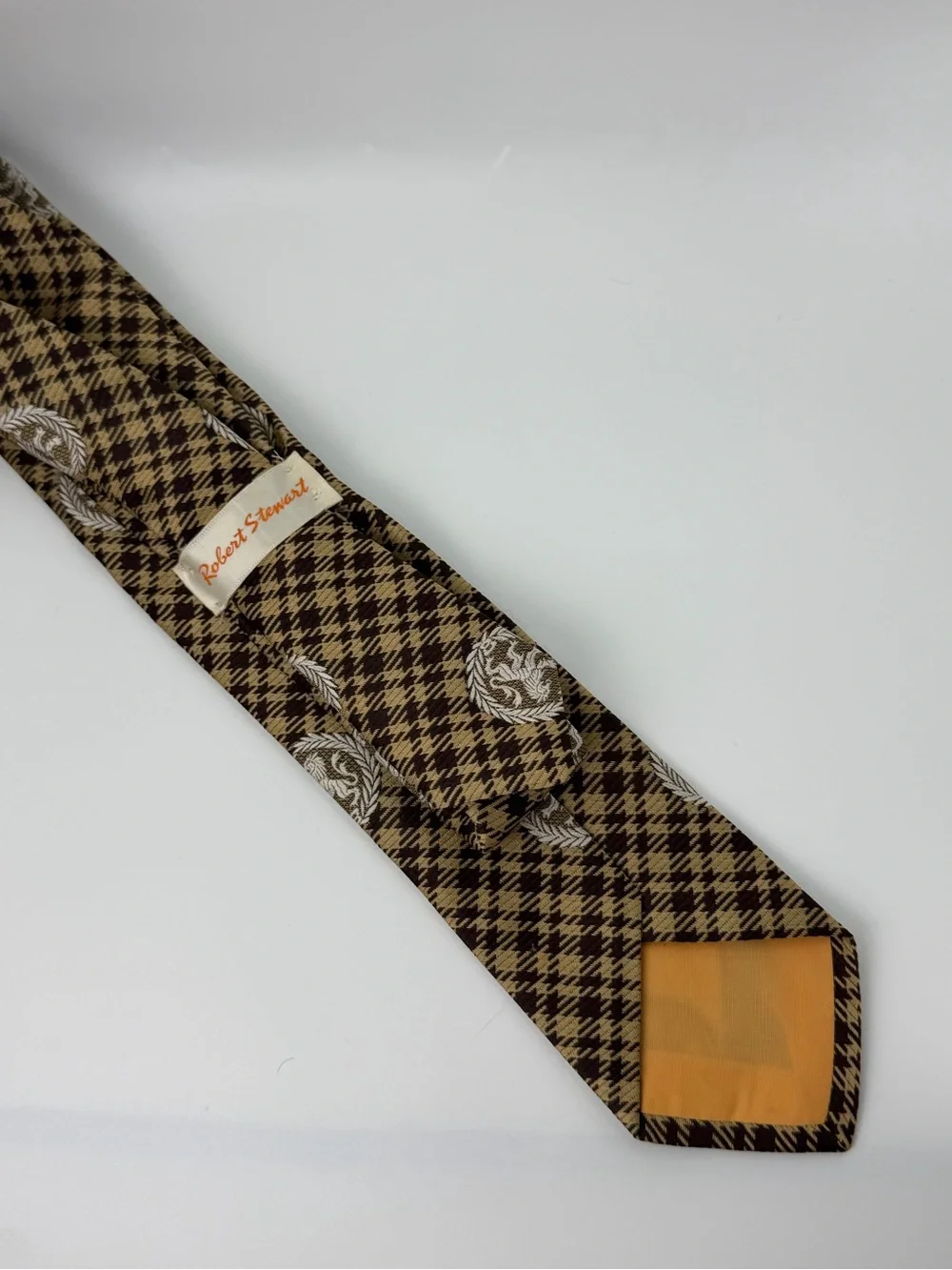 Robert Stewart Davison’s of New York Houndstooth Griffin Crest Silk Necktie - Picture 4 of 6